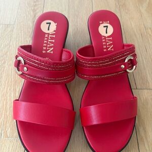 Red Women's Slide Sandals, size 7